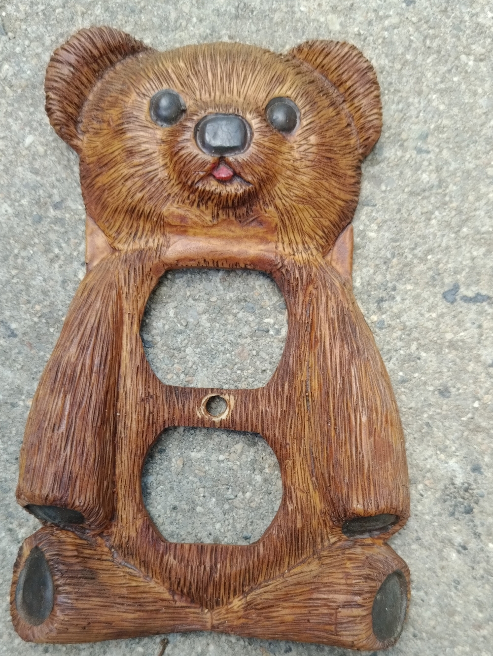 Teddy Bear Double Outlet Cover Plates - Brown Bear Decorative Set - Picture 3 of 7